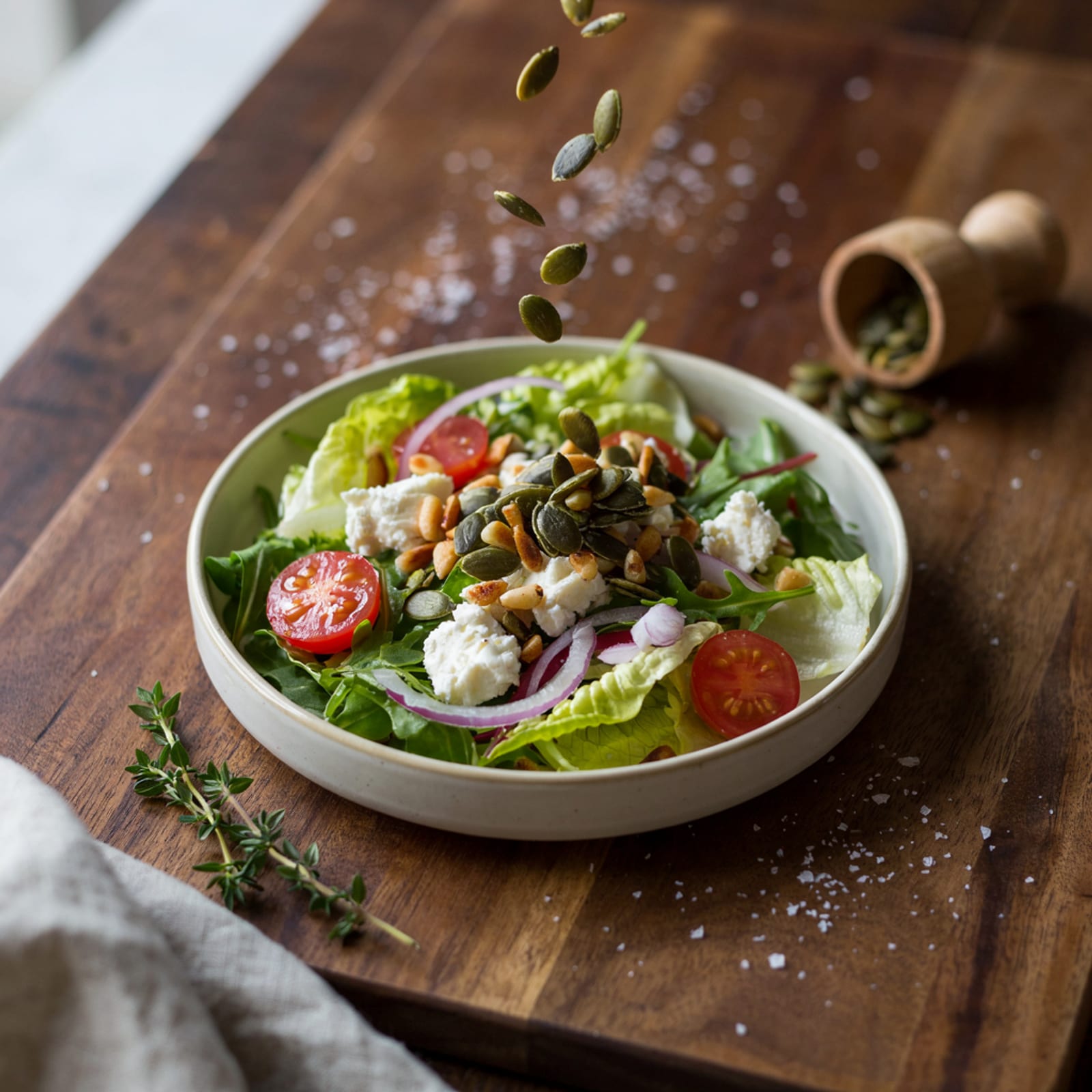 Ensalada de queso de cabra con aceite de calabaza – galería 2