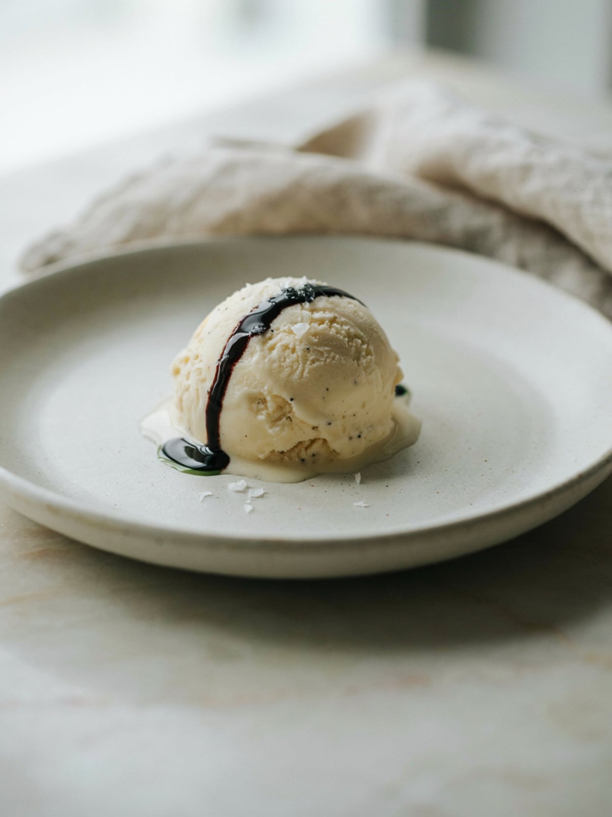 Aceite de semilla de calabaza sobre helado de vainilla