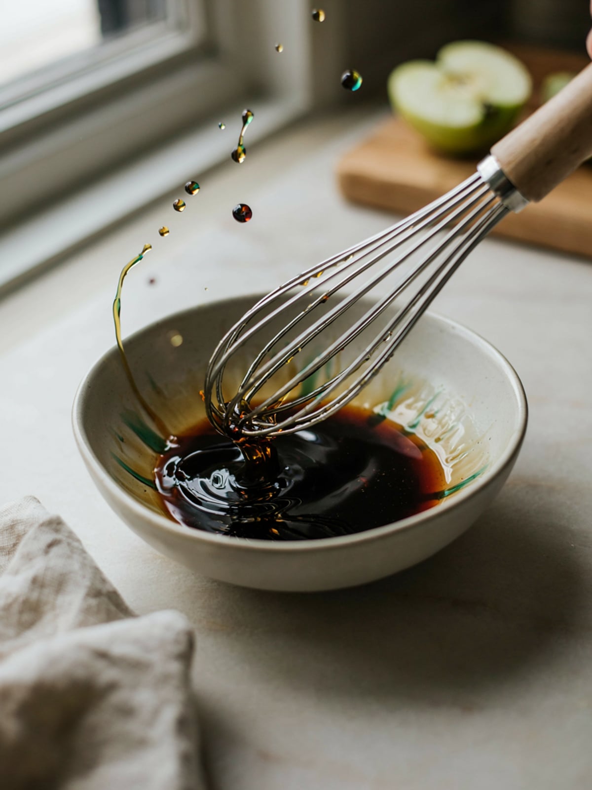 Dip de vinagre de manzana con aceite de calabaza