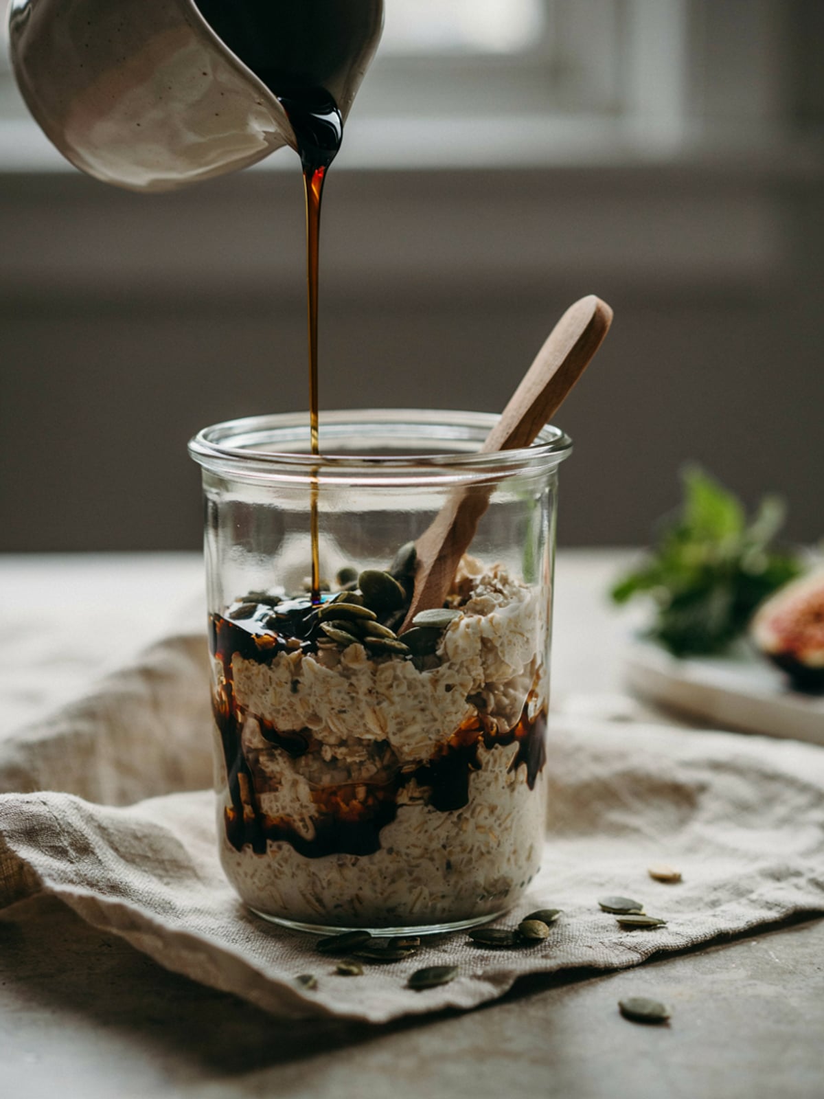 Overnight oats con aceite de calabaza