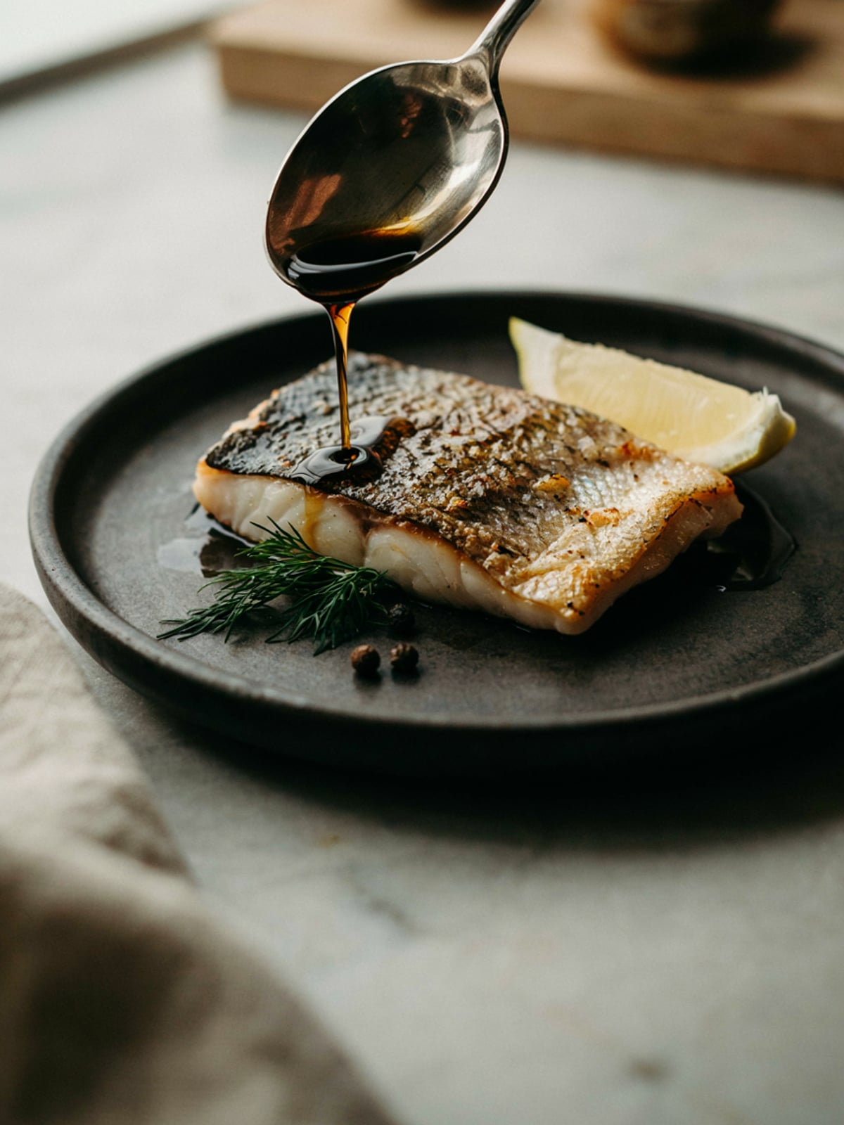 Filete de trucha con aceite de calabaza